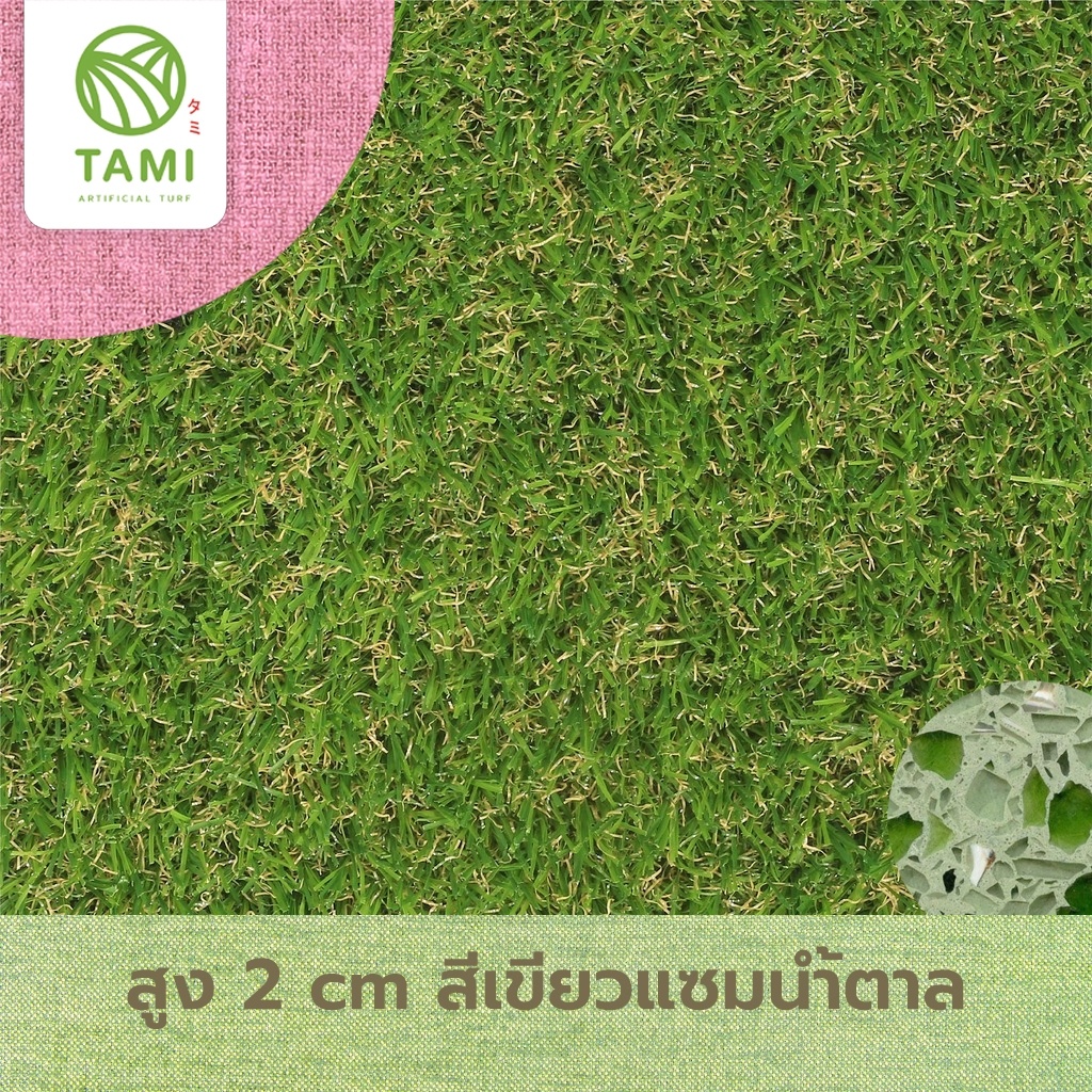 หญ้าเทียม ทามิสูง2ซม.เขียวแซมน้ำตาล กว้าง1,2เมตร ยาวเริ่มต้น1ม.(ตรม.ละ240บาท) หญ้าปลอม แบ่งขายเป็นเมตร ถูกๆ ปูพื้น Tami - รูปที่ 3