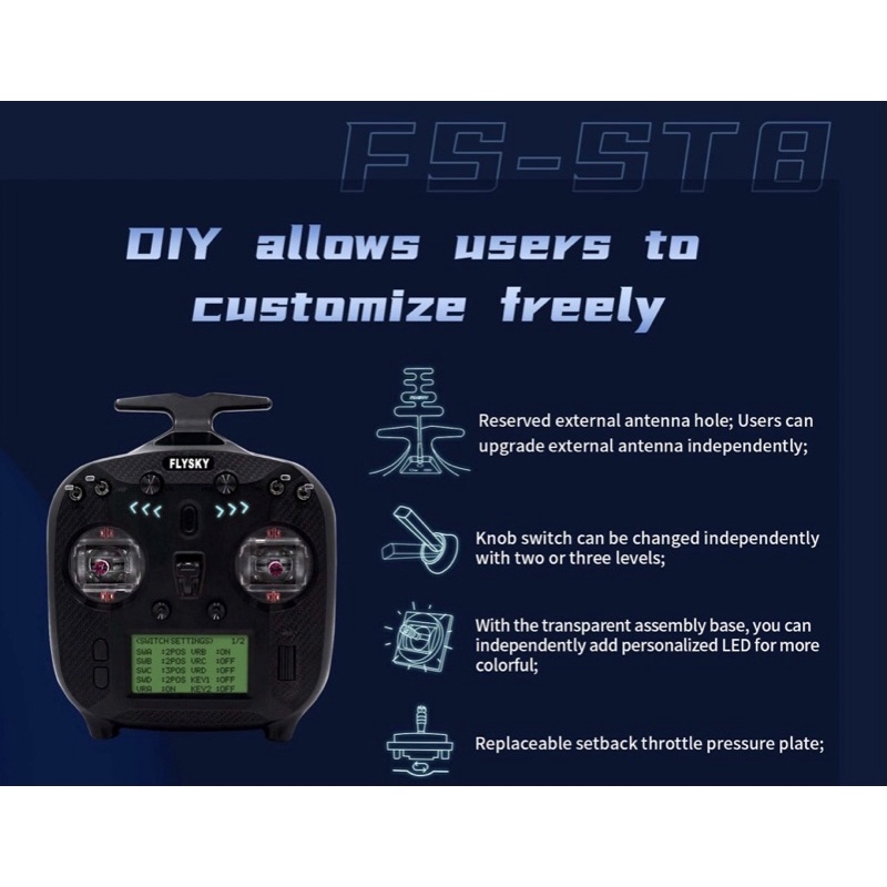 รีโมทพร้อมรีซีฟ2อัน Flysky fs-st8 รูปที่ 3