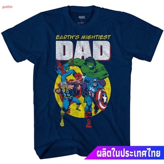 เสื้อยืดผู้ชายและผู้หญิง Marvel Avengers Mightiest Dad Hulk Captain America Graphic Adult T-Shirt Popular T-shirts