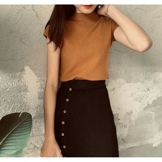 เสื้อไหมพรม คอเต่า แขนสั้น(ผ้านิ่ม)