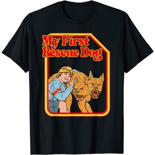 เสื้อยืด พิมพ์ลาย My First Rescue Dog Funny Dark HumorSize S-5XL