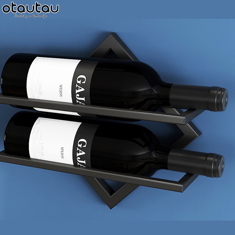 Metal Iron Wall Mount Wine Bottle Holder Creative Free Combination Home