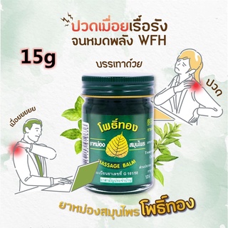 พร้อมส่ง ยาหม่องโพธิ์ทอง น้ำมันนวดผิวกายโพธิ์ทอง 15g  ของแท้ Green Herb กรีนเฮิร์บ ยาหม่องสมุนไพร