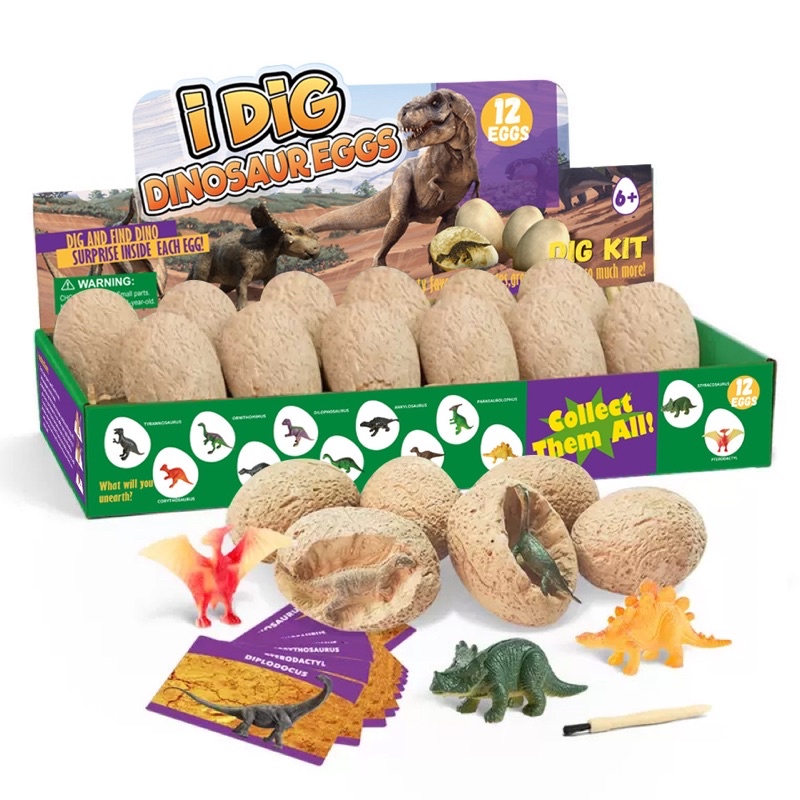 พร้อมส่งจากไทย ขุดไข่ฟอสซิลไดโนเสาร์ I DIG Dinosaur ฟอสซิลไข่ไดโนเสาร์ ของเล่นเสริมพัฒนาการ 1กล่อง12ชิ้น
