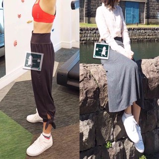 RINLIN เซตคู่ กางเกงจินนี่สีเทา และ กระโปรงยาวสีเทา ผ้ายืด สีสุภาพ ใส่ทำงาน Grey Sports Pants Skirts ผ้ายืด นุ่ม ใส่สบาย