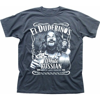 เสื้อยืดผ้าฝ้ายพิมพ์ลายขายดี เสื้อยืด พิมพ์ลายโปสเตอร์ The DUDE Big Lebowski ABIDE Jeff Bridges El Duderino สีเทา FN9277