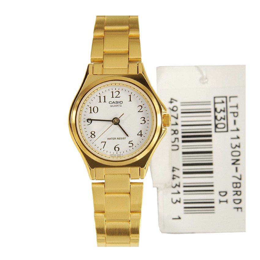 Casio Standard นาฬิกาข้อมือผู้หญิง สีทอง/ขาว สายสแตนเลส รุ่น LTP-1130N,LTP-1130N-7B,LTP-1130N-7BRDF