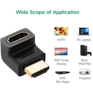 UGREEN HDMI Male to Female Adapter Down พอร์ตเตอร์ ตัวผู้เป็นตัวเมีย 270 องศา รุ่น 20110 ต่อจอ HDMI Support 4K, 3D, TV