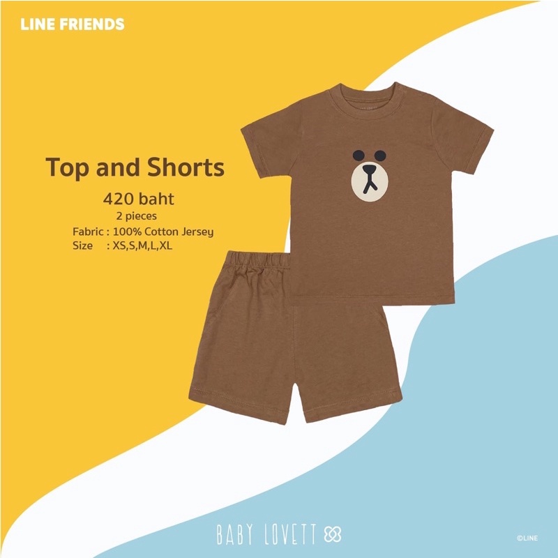 Baby Lovett Line Brown Top and Shorts (XS/9-12) New