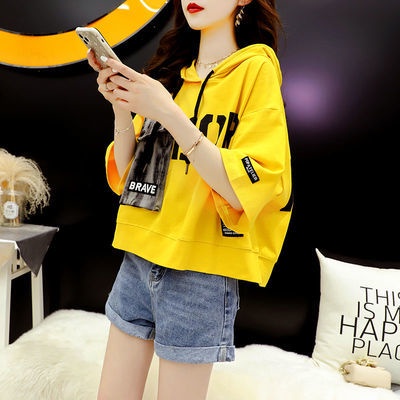 เสื้อยืดแขนสั้นผู้หญิง 2021 ใหม่แขนสั้นฤดูร้อนหลวมรุ่นใหญ่ INS ขนาดเล็กสไตล์ตะวันตกเสื้อทั้งหมด