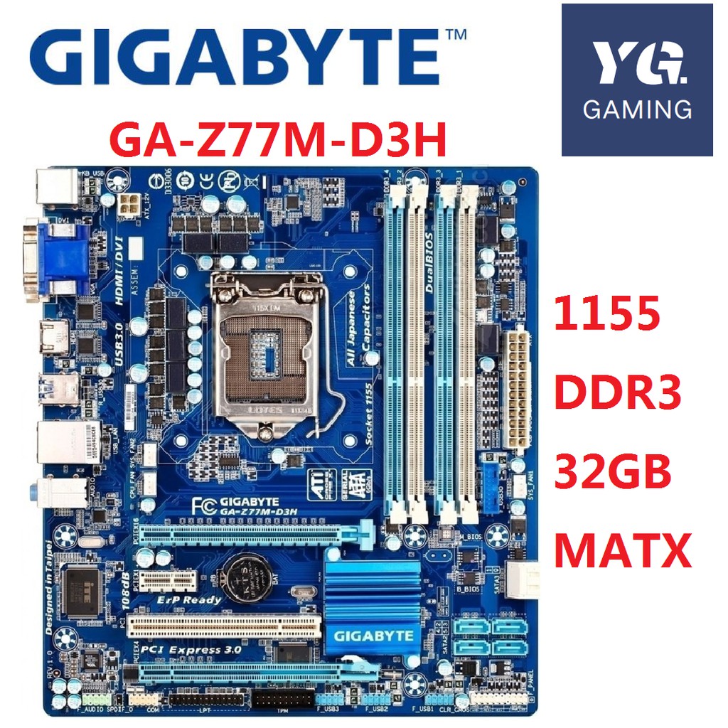 GIGABYTE GA-Z77M-D3H Desktop Motherboard Z77 Socket LGA 1155 i3 i5 i7 DDR3 32G ATX UEFI BIOS Original Used Mainboard