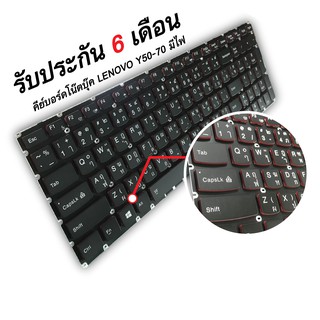 #keyboard notebook lenovo y50(ใหม่ มีไฟ) คีย์บอร์ดเลโนโว y50 สกีนไทย อังกฤษ