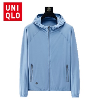 Uniqlo เสื้อแจ็กเก็ต เสื้อกันลม มีฮู้ด ป้องกันรังสียูวี กันแดด เหมาะกับฤดูร้อน สําหรับผู้ชาย ไซซ์ M-4XL