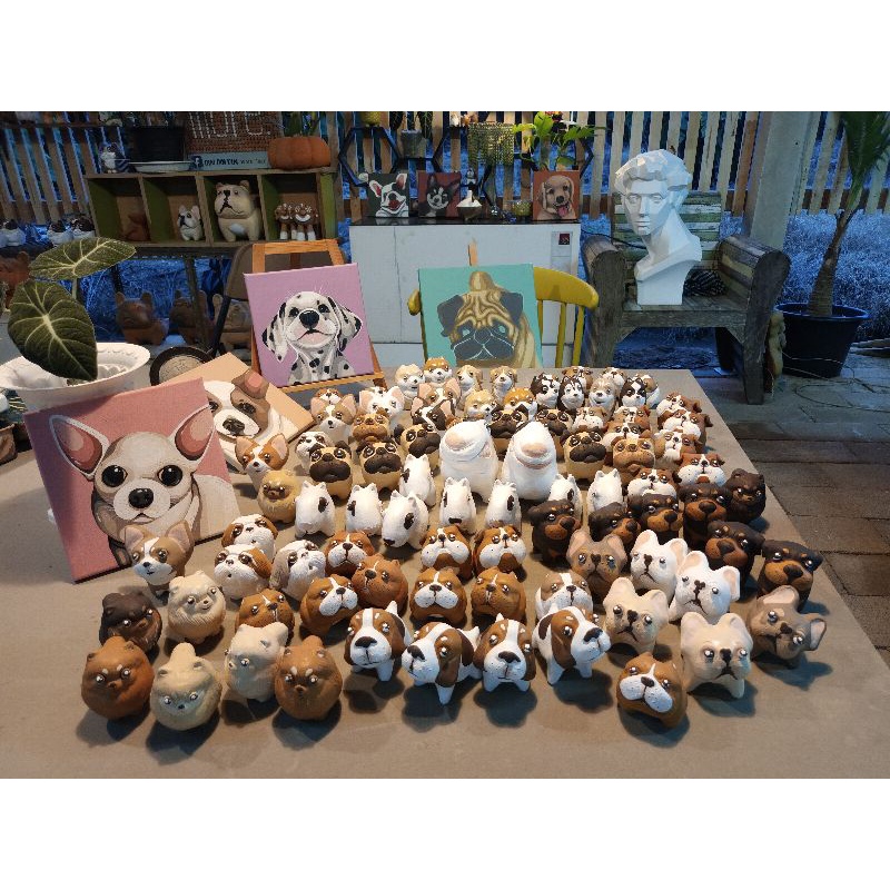 ตุ๊กตาดินเผาหมาปั๊ก size S (แบบเต็มตัว) *ถ่ายจากสินค้าจริงทุกชิ้น
