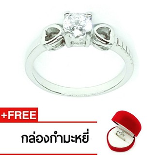 Royal Crown Jewelry Stainless Steel 316L แหวนประดับเพชร CZ ขาว อย่างดี รุ่น The best 1090 (สี Silver)