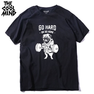 ราคาต่ำสุด!!Coolmind Pu0114A Mens T Shirts Short Sleeve Men Pug Tshirt Mens Tee Shirts Tops Men T-ShirtS-3XL