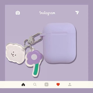 เคสหูฟัง ซิลิโคนนิ่ม แบบใส กันกระแทก ลายการ์ตูน สีม่วง สีเหลือง สําหรับ Airpods 1 2 pro3