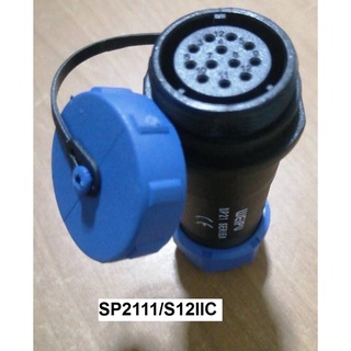 "WEIPU" Connector SP2111/S12 IIC 12pole 5A IP68, cable OD.7-12mm, สายไฟ 0.75sq.mm ตัวเมียเกลียวในกลางทาง