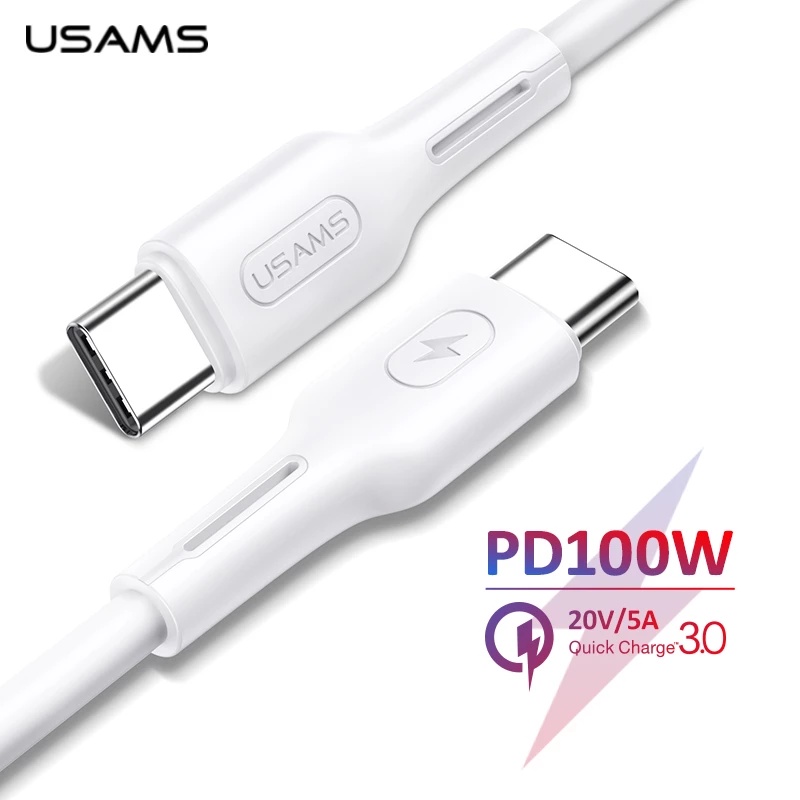 Usams PD 100W Type C - สายชาร์จเร็ว Type C สายเคเบิลข้อมูล 5A สําหรับ 1Phone15 Android iPd แท็บเล็ต แล็ปท็อป