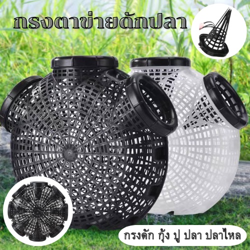 กรงตาข่ายดักกุ้ง ปู ปลา ปลาไหล ติดตั้งและใช้งานง่าย พกพาสะดวก กรงดักปลา สำหลับดักปลา มี2สี สีดำ/Black  ขาว/white1783