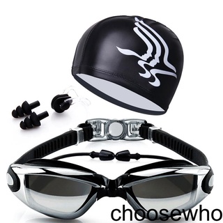 [CHOO] Swimming Glasses Set Anti-Fog Adjustable Swimming Goggle With Swimming Hat