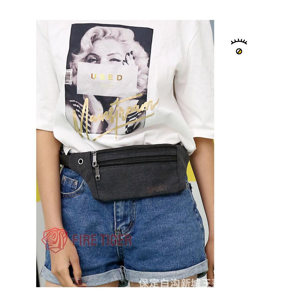 ของพร้อมส่ง🛒  ส่งไววว ส่งจริง กระเป๋าคาดเอว ผ้าแคนวาส สปอร์ต คล่องตัว ft99