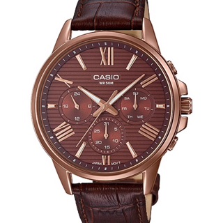 นาฬิกา CASIO รุ่น MTP-EX300RL-5AV นาฬิกาสำหรับคุณผู้ชาย สายหนัง ตัวเรือนพิงค์โกลด์ มี 6 เข็ม 3 วง ราคาพิเศษ 1,750