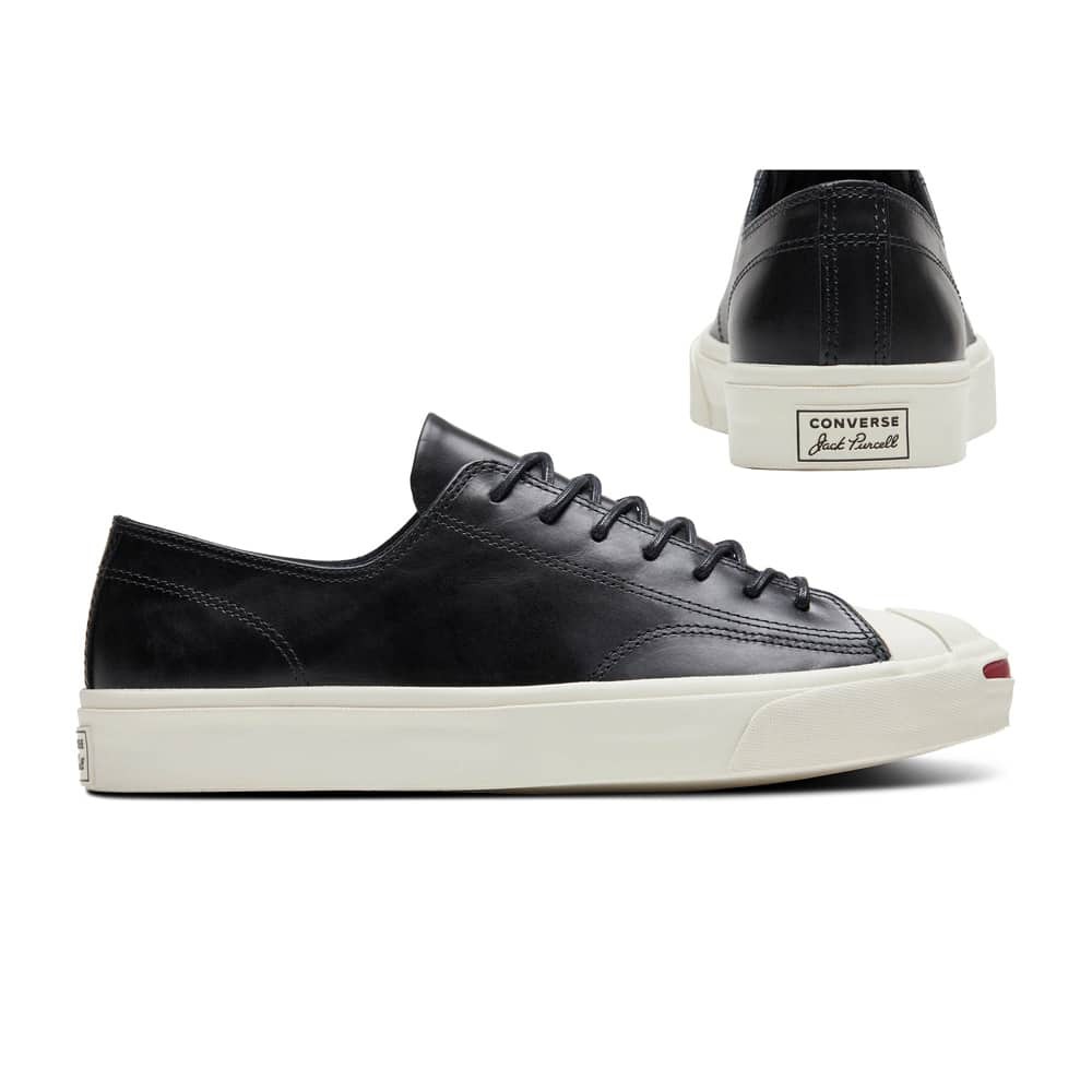 [สินค้าลิขสิทธิ์]Converse Jack Purcell Premium Leather Black/Egret [170098C] คอนเวิร์สแจ็คเพอเซว แจ็คเพอเซว รองเท้าหนัง