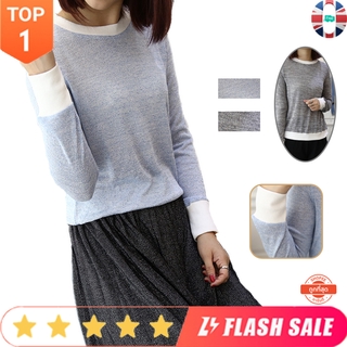 🔥พร้อมส่ง🔥เสื้อยืดแขนยาวสตรีเกาหลีเสื้อถักเย็บสามารถใช้เป็นเสื้อฐาน