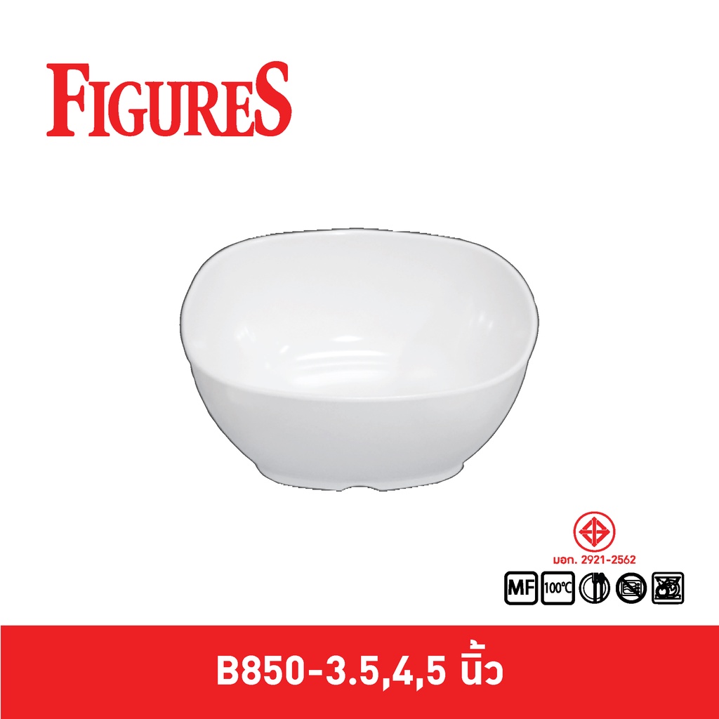 Figure ชามแบ่งสี่เหลี่ยมทรงญี่ปุ่น ขนาด 3.5,4,5 นิ้่ว รุ่น B850-3.5,4,5 นิ้ว Pack 3 ชิ้น