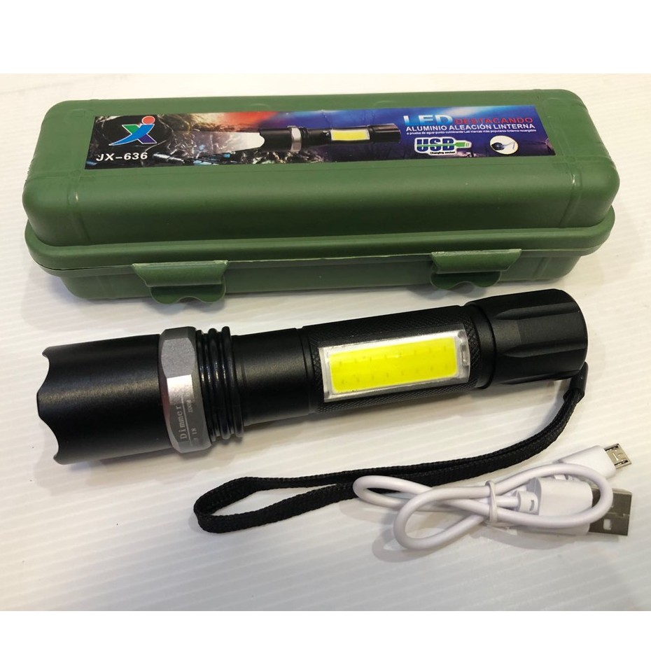 ไฟฉายแรงสูง ไฟฉายซูม มี ไฟข้าง ชาร์จไฟ USB รุ่น JX-636