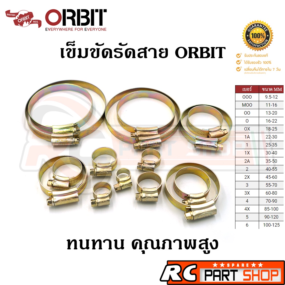 เข็มขัดรัดท่อ ORBIT แท้100% (เข็มขัดคุณภาพสูง) เข็มขัดรัดสายยาง ออร์บิท