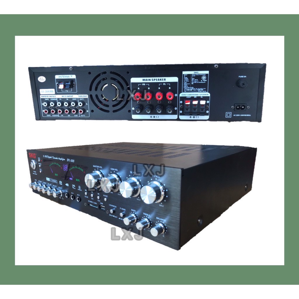 LXJ999SKG เครื่องแอมป์ขยาย 5.1Ch 6000w P.M.P.O รุ่น SK-333 +USB (สีดำ)มีช่องเสียบไมค์ 3 ช่องเชื่อมต่