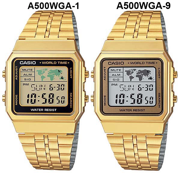 CASIO A500WGA-1 และ A500WGA-9 นาฬิกาข้อมือ นาฬิกาผู้ชาย สายสแตนเลส