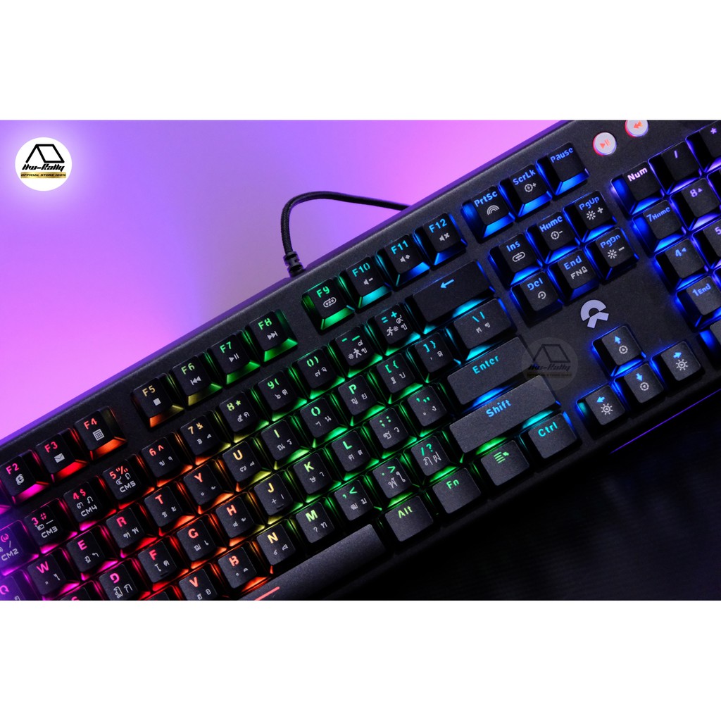 รุ่นท็อป รุ่นขายดี OKER K420 คีย์บอร์ดบลูสวิตช์แท้ ไฟFull RGB ปรับไฟได้ ...
