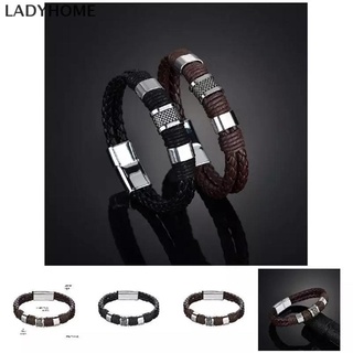 Ladyhome สร้อยข้อมือหนังแท้ สองชั้น แฮนด์เมด สําหรับผู้ชาย