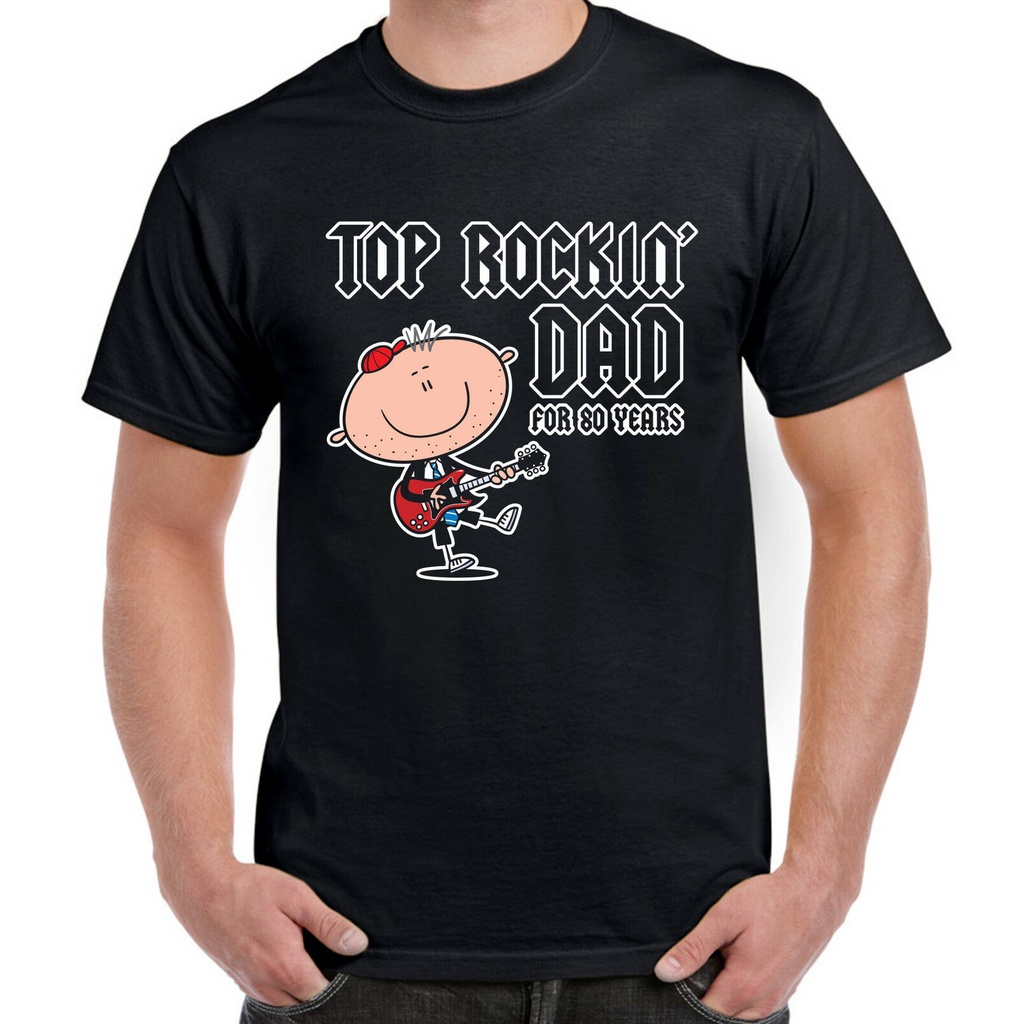 Top Rockin Dad For 80 Years 80Th Birthday Mens T-Shirt - Present 80