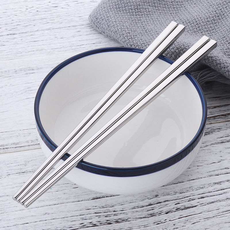 5pairs Japanese Chopsticks Black Stainless Steel Mirror Polish Square Chopstick 