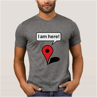 [S-5XL]เสื้อยืดลําลองสําหรับผู้ชายแขนสั้นพิมพ์ลาย i am here google maps ต่อต้านริ้วรอย