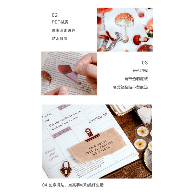 Qouzmo สติ๊กเกอร์กันน้ํา 8 แบบสําหรับตกแต่งสมุดภาพ 40 ชิ้น / แพ็ค - รูปที่ 7