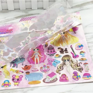สติ้กเกอร์แต่งตัวเจ้าหญิง ภาพนูน ชุดละ 2 แผ่น ขนาด 25x21cm สติกเกอร์แต่งตัวเด็ก DIY สร้างสรรค์สองชั้นเปลี่ยนเสื้อผ้าเด็ก