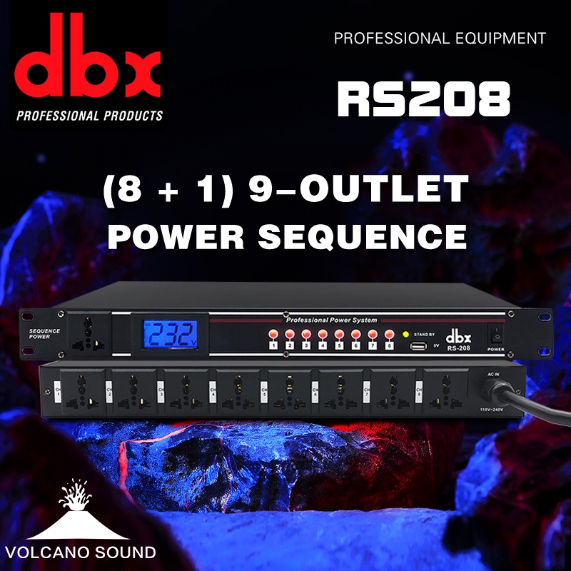 DBX RS-208 เครื่องกรองกระแสไฟฟ้าและลดทอนสัญญาณรบกวน รุ่น ปลั๊กไฟ หน่วงเวลา sequence power control Eq