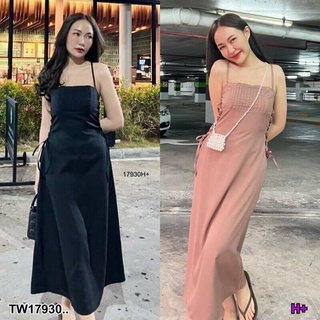 [Ead Shop]  Dress เดรสยาวทรงปล่อยชายใส่สบายมากค้า ช่วงอกตีเกล็ดหน้า ด้านข้างตัวร้อยเชือก รัดตามสัดส่วนได้เลย