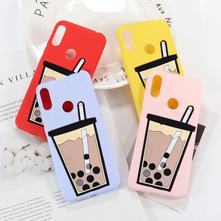 Huawei Y7 Y6 Y5  Y9 2019 P Smart Plus Milky Pearl Tea 3D Patterned Slim Matte Soft TPU Silicon Protective Case Cover