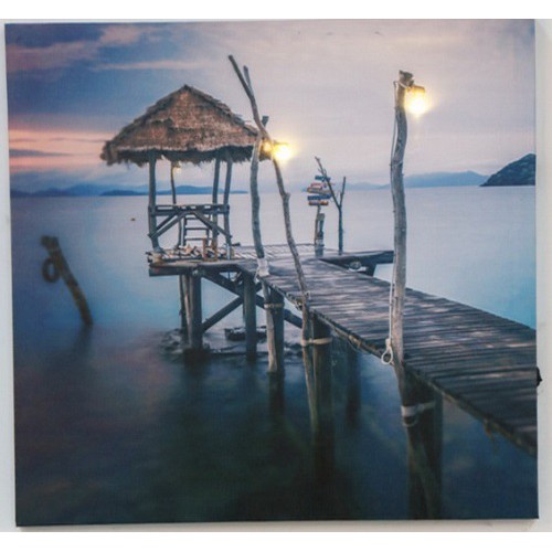รูปภาพติดผนัง มีไฟ LED เปิด-ปิดได้ รูปสะพานไม้ size 40x40 cm.(18458)