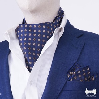 เซ็ทคราวาทกรมท่าลายดอก+ผ้าเช็ดหน้าสูท-Cravat + pocket square