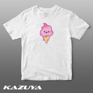 แขนสั้นcrew neck TM-0167 เสื้อยืดลําลอง แขนสั้น พิมพ์ลาย KAWAII CUTE ICE CREAMS-XXXXL