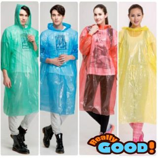 พร้อมส่ง!!เสื้อกันฝนผู้ใหญ่ เนื้อหนา Free size สีพื้น