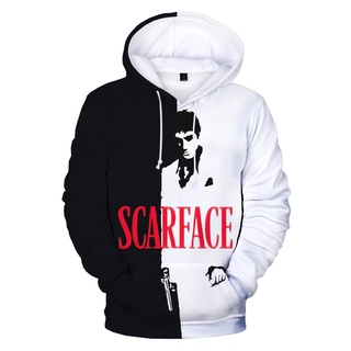 ใหม่ เสื้อกันหนาว มีฮู้ด พิมพ์ลายหนัง Tony Montana 3D สไตล์ฮาราจูกุ สตรีท โอเวอร์ไซซ์ สําหรับผู้ชาย ผู้หญิง