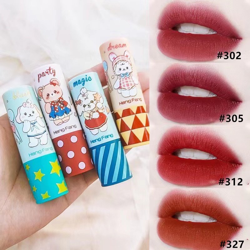 HFลิปสติกเกาหลีสีแดงน้ำตาลตุ่นสีอิฐสีเเดงอิฐ3.6gไม่หลุดง่ายกันน้ำ ติดทนนานLipstickเครื่องสำอาง ลิปสติก-9442